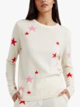 Chinti & Parker Wool Cashmere Blend Star Jumper, Cream/Flamingo/Poppy