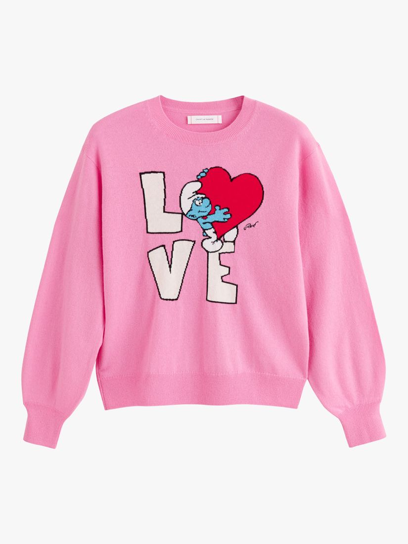 Chinti & Parker Wool-Cashmere Smurf Love Jumper, Pink/Multi, XS