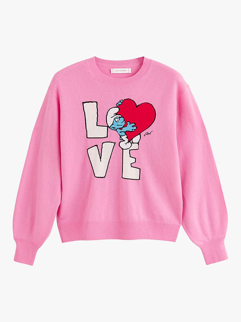 Buy Chinti & Parker Wool-Cashmere Smurf Love Jumper, Pink/Multi Online at johnlewis.com