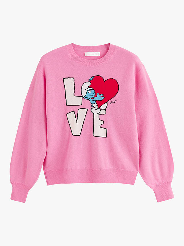 Chinti & Parker Wool-Cashmere Smurf Love Jumper, Pink/Multi