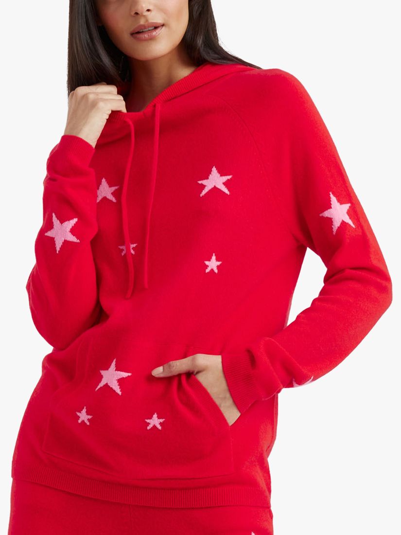 Chinti Parker Wool and Cashmere Blend Star Hoodie Poppy