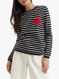 Chinti & Parker Breton Stripe and Heart Wool and Cashmere Blend Jumper