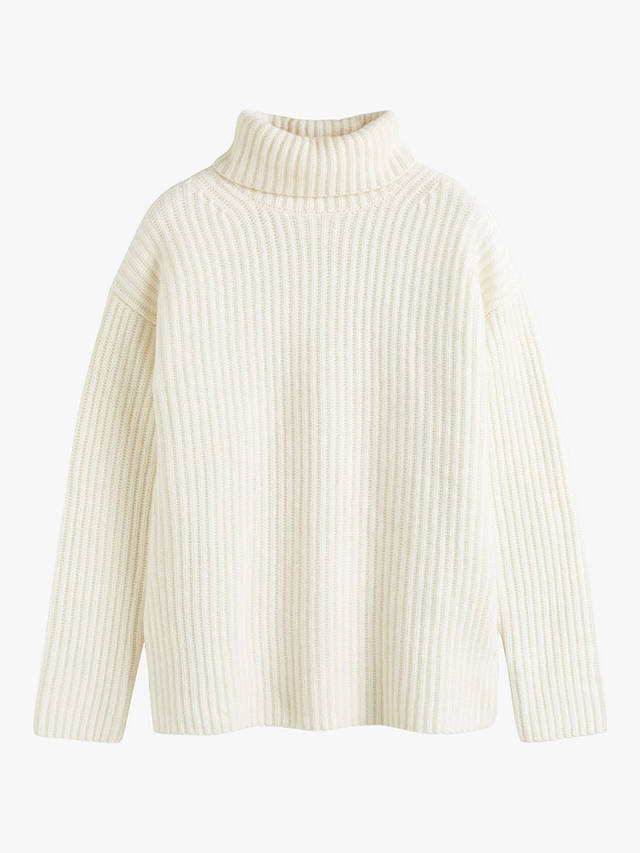 Chinti & Parker Ribbed Cashmere Roll-Neck Jumper, Cream