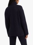 Chinti & Parker Ribbed Cashmere Roll-Neck Jumper, Navy