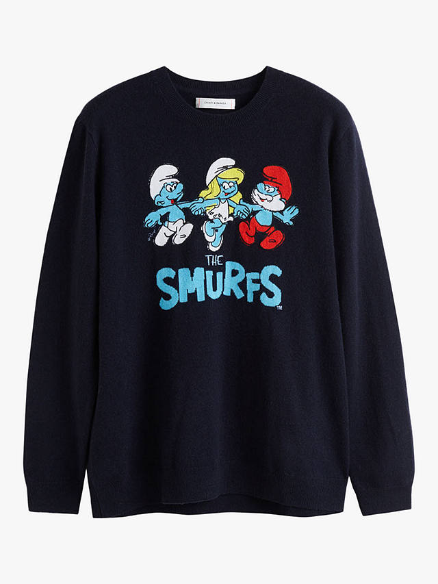 Chinti & Parker Smurfs Gang Wool 7 Cashmere Blend Jumper, Navy/Multi