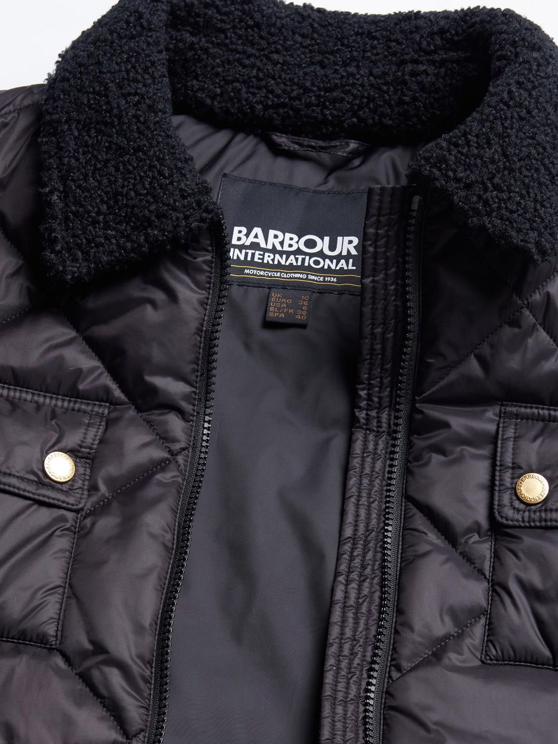 Barbour International Supanova Quilted Longline Jacket, Black at John ...