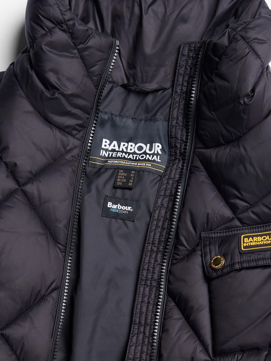 Barbour International Aurora Quilted Jacket, Black at John Lewis & Partners