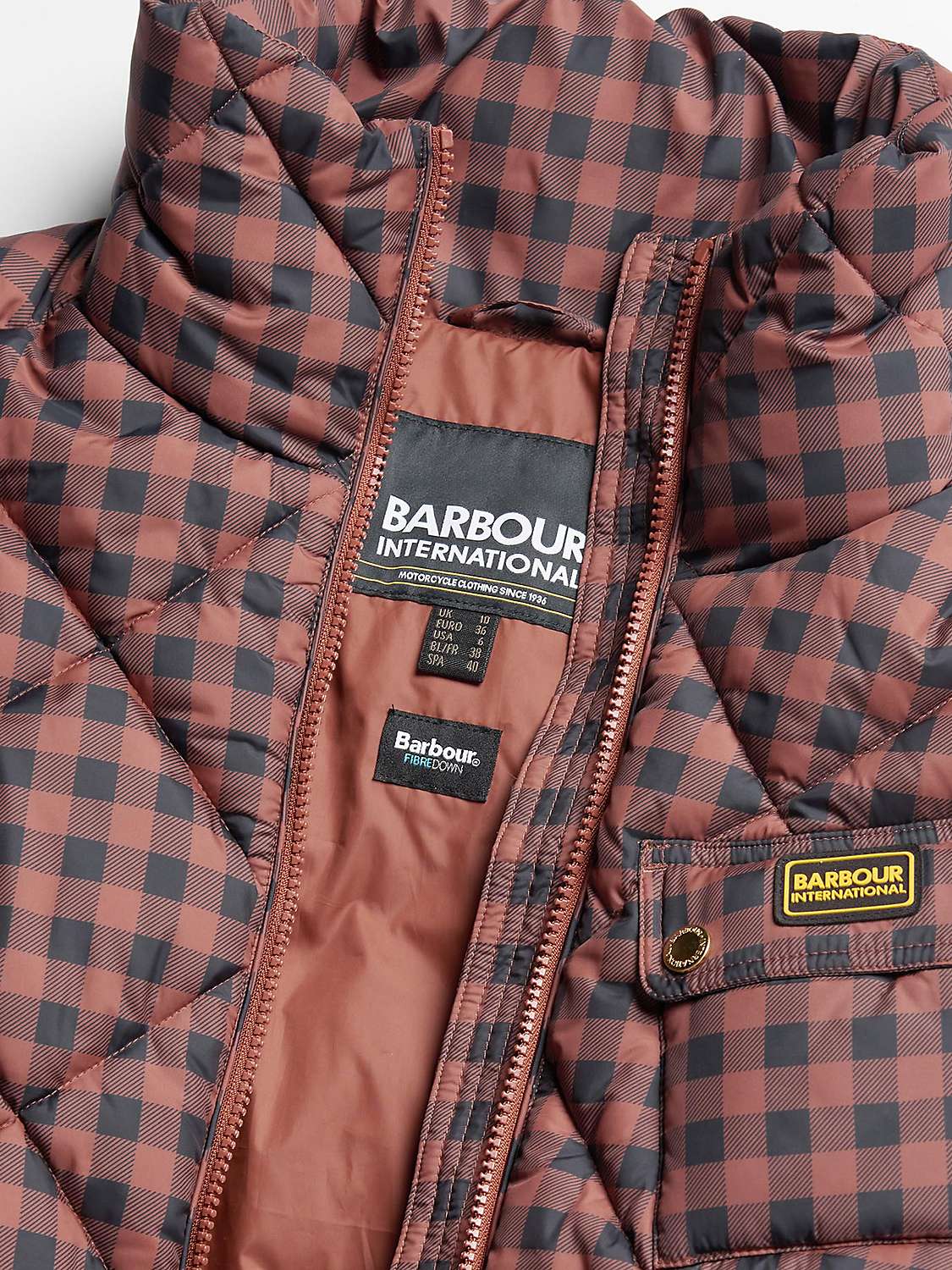 Buy Barbour International Aurora Check Quilted Jacket, Amaretto/Multi Online at johnlewis.com