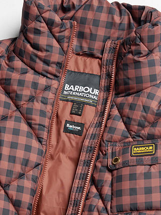 Barbour International Aurora Check Quilted Jacket, Amaretto/Multi