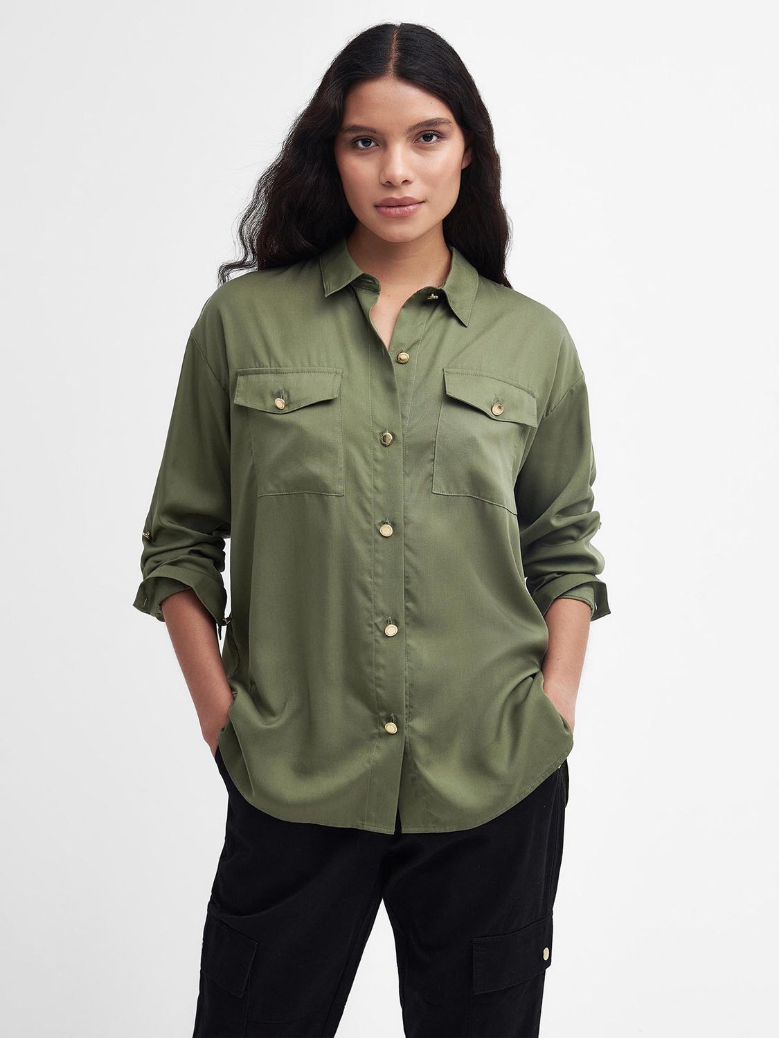 Barbour International Nebula Shirt, Deep Covert Green at John Lewis ...