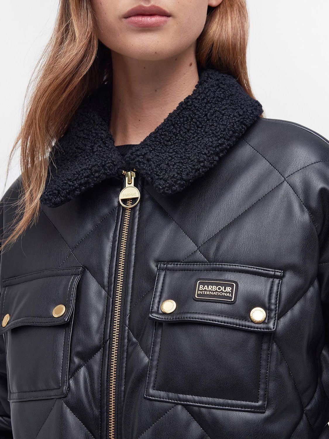 Buy Barbour International Neutron Faux Leather Quilted Jacket, Black Online at johnlewis.com