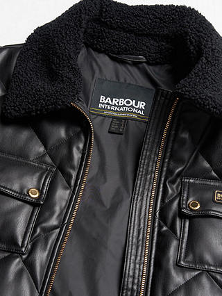 Barbour International Neutron Faux Leather Quilted Jacket, Black