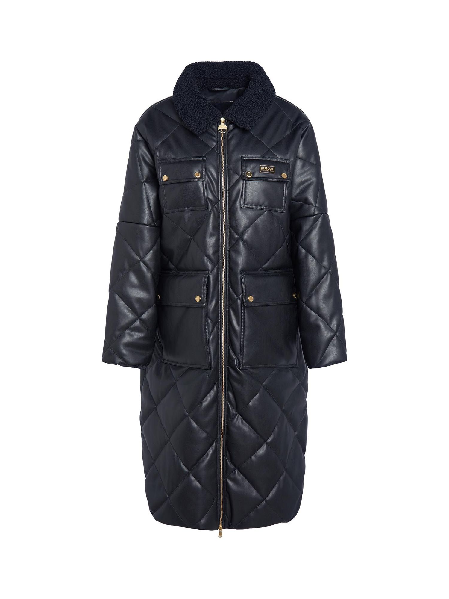Buy Barbour International Neutron Faux Leather Quilted Jacket, Black Online at johnlewis.com