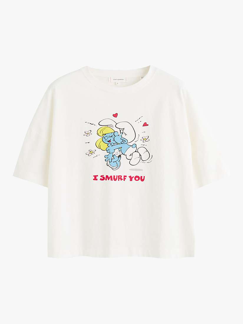 Buy Chinti & Parker Organic Cotton I Smurf You T-Shirt, Cream Online at johnlewis.com