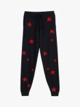 Chinti & Parker Wool and Cashmere Blend Star Joggers, Navy/High Risk Red