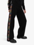 Chinti & Parker Wool 7 Cashmere Blend Ski Club Wide Leg Joggers, Black/Multi, Black/Multi