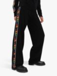 Chinti & Parker Wool 7 Cashmere Blend Ski Club Wide Leg Joggers, Black/Multi