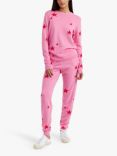 Chinti & Parker Wool and Cashmere Blend Star Joggers, Flamingo Pink/Poppy