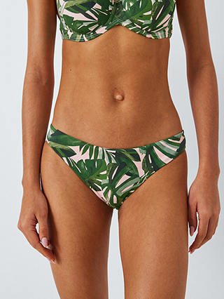 John Lewis Tropic Palm Print Bikini Bottoms, Khaki