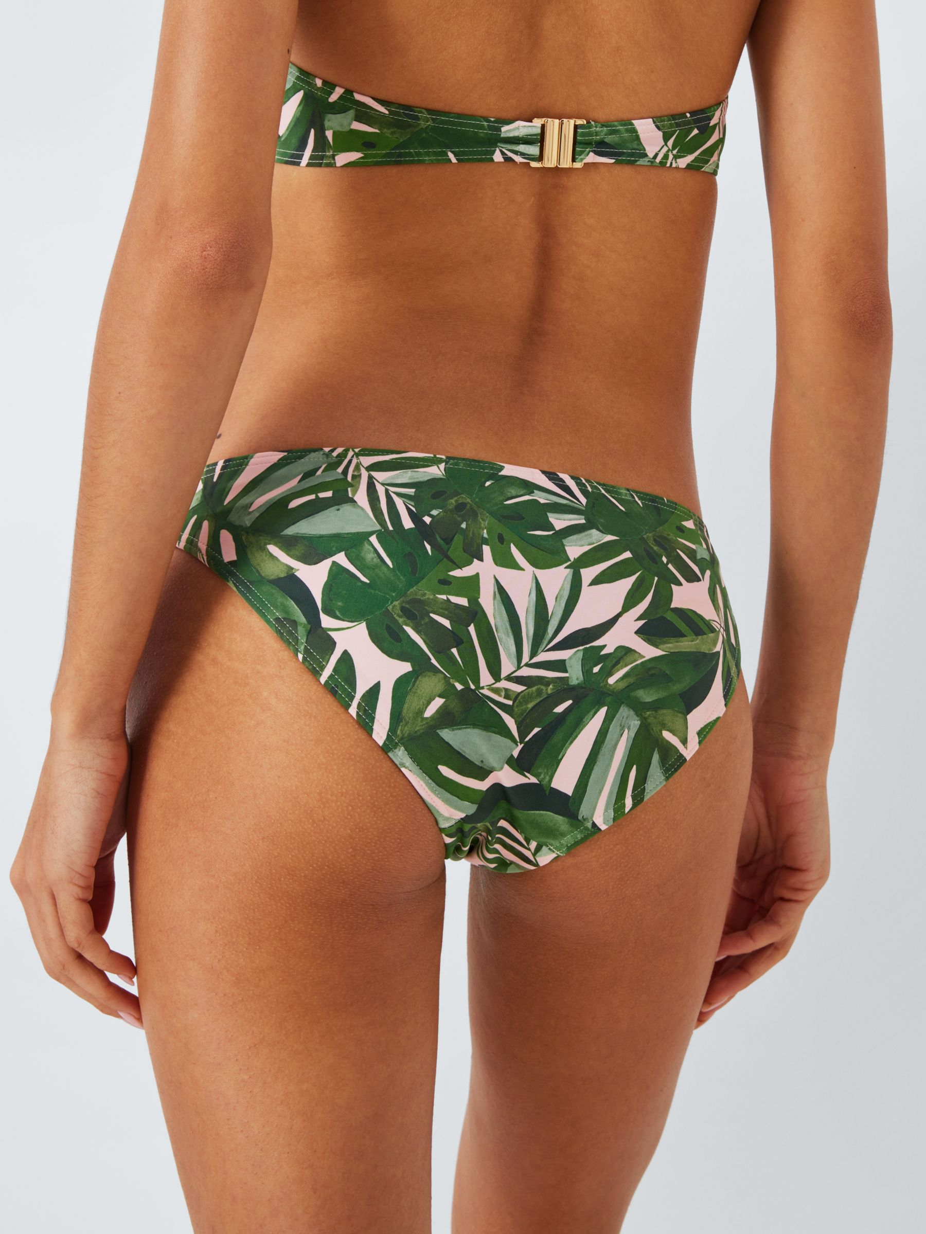 John Lewis Tropic Palm Print Bikini Bottoms, Khaki, 18
