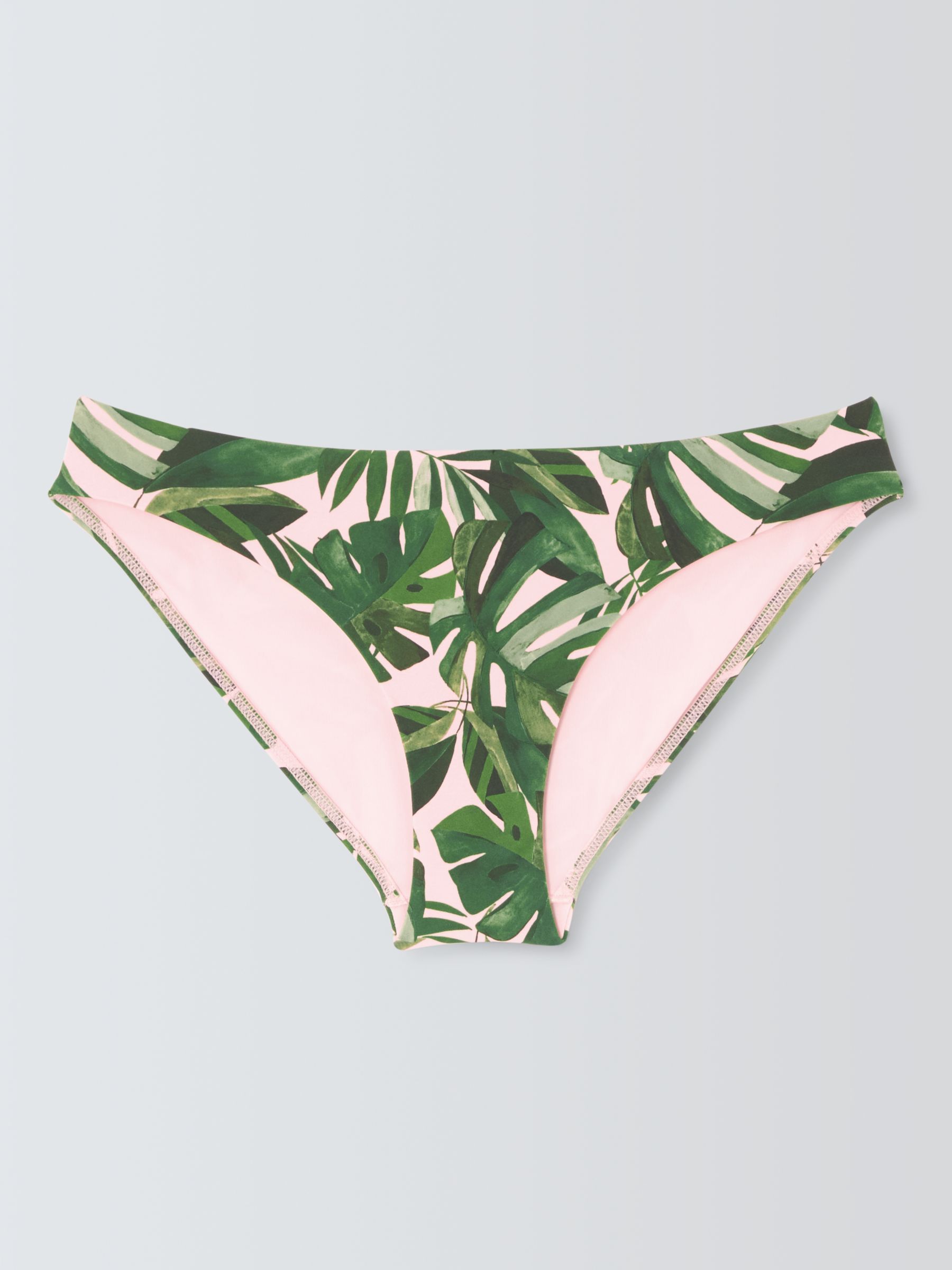 John Lewis Tropic Palm Print Bikini Bottoms, Khaki, 18