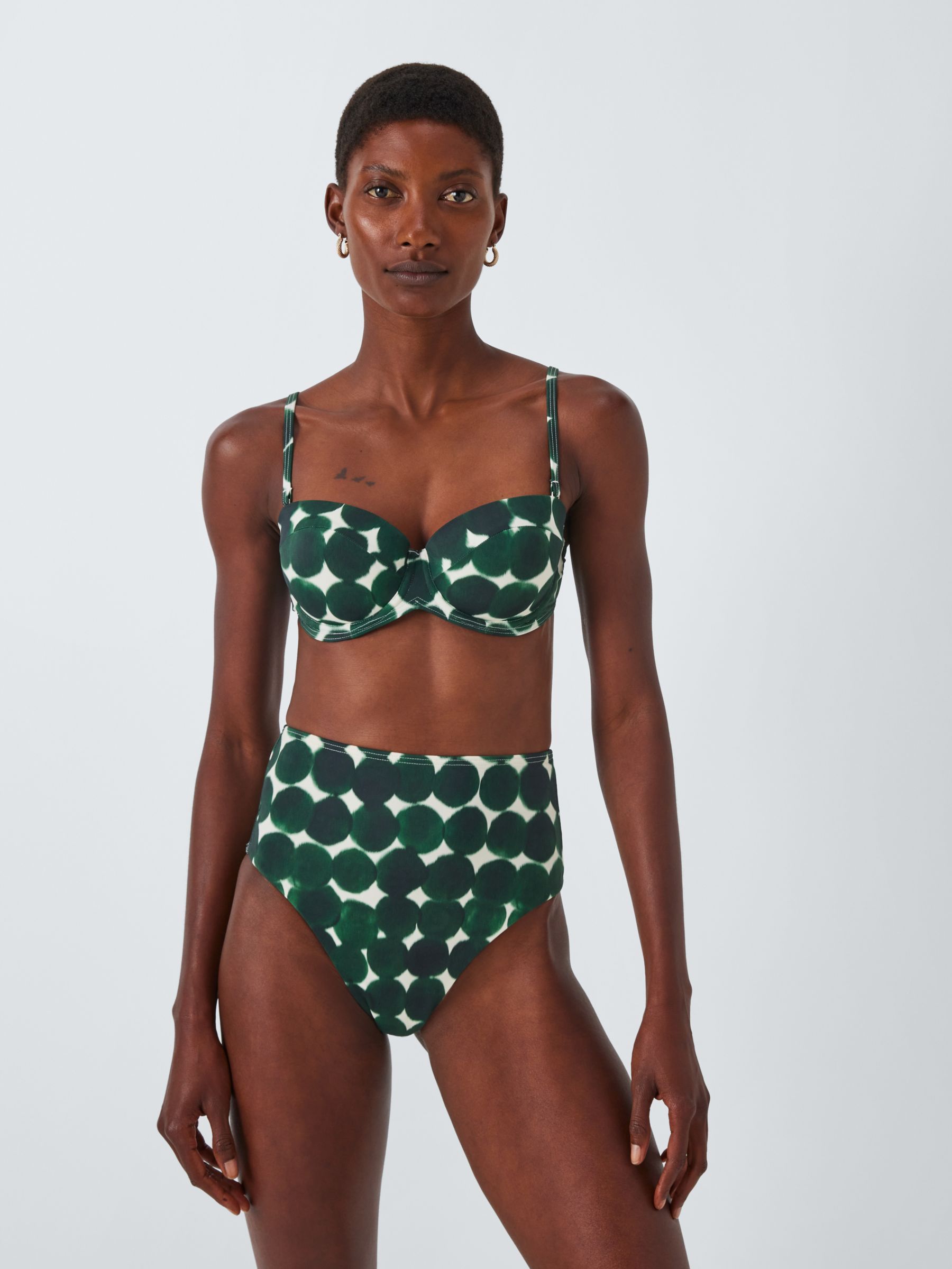 Buy John Lewis Haze Spot High Waist Bikini Bottom, Dark Green Online at johnlewis.com