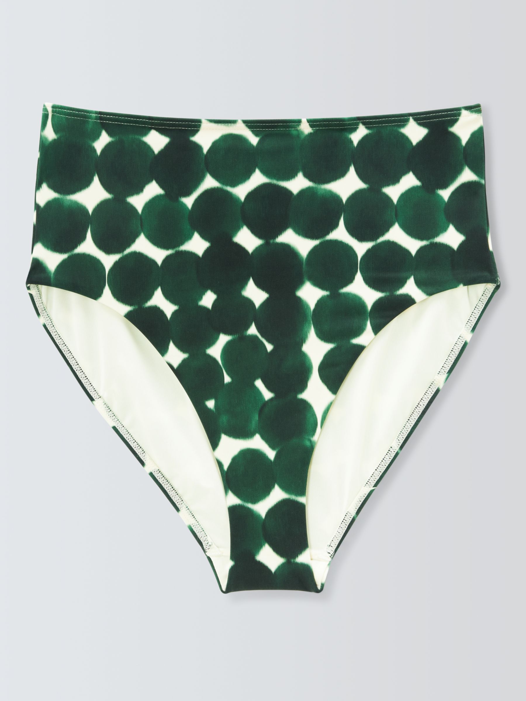 John Lewis Haze Spot High Waist Bikini Bottom, Dark Green, 18