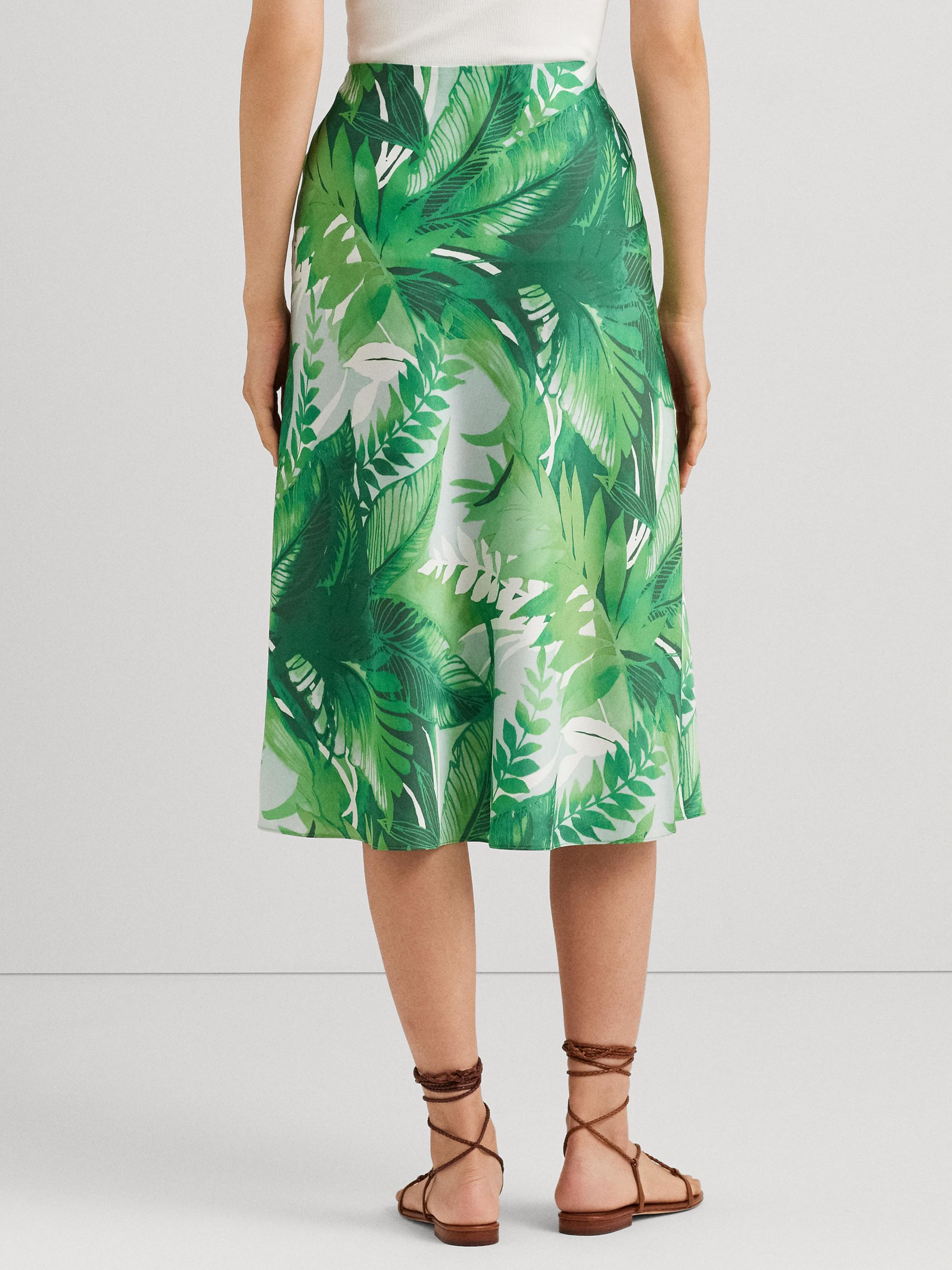 Lauren Ralph Lauren Sharae Palm Print A-Line Skirt, Green/Multi at John ...