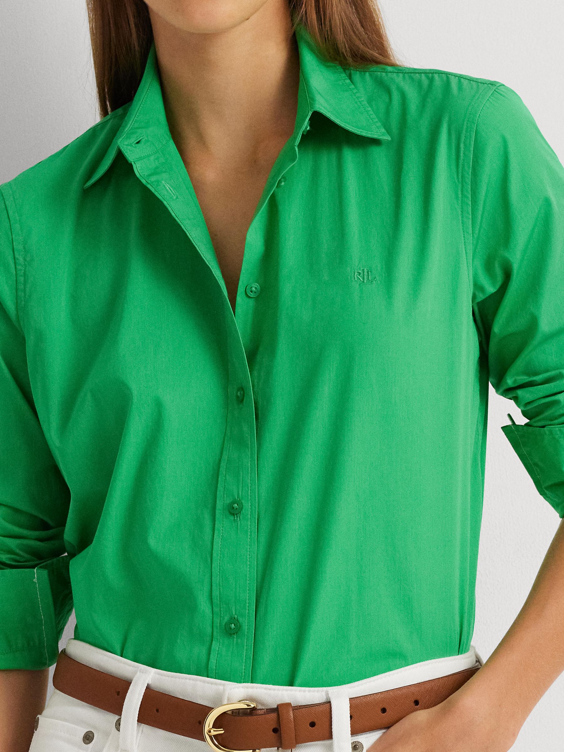 Buy Lauren Ralph Lauren Jamelko Cotton Shirt, Lime Green Online at johnlewis.com