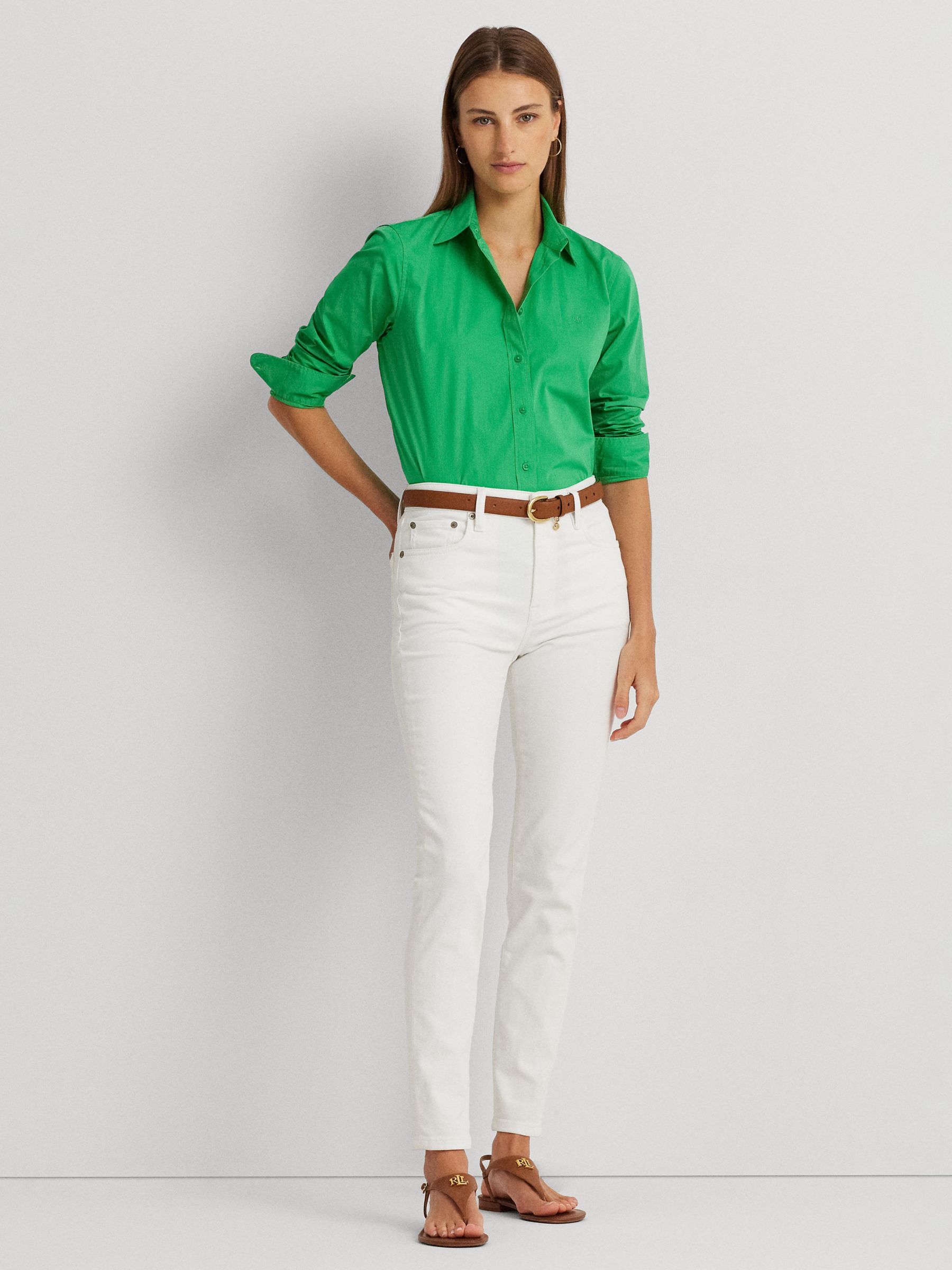 Buy Lauren Ralph Lauren Jamelko Cotton Shirt, Lime Green Online at johnlewis.com