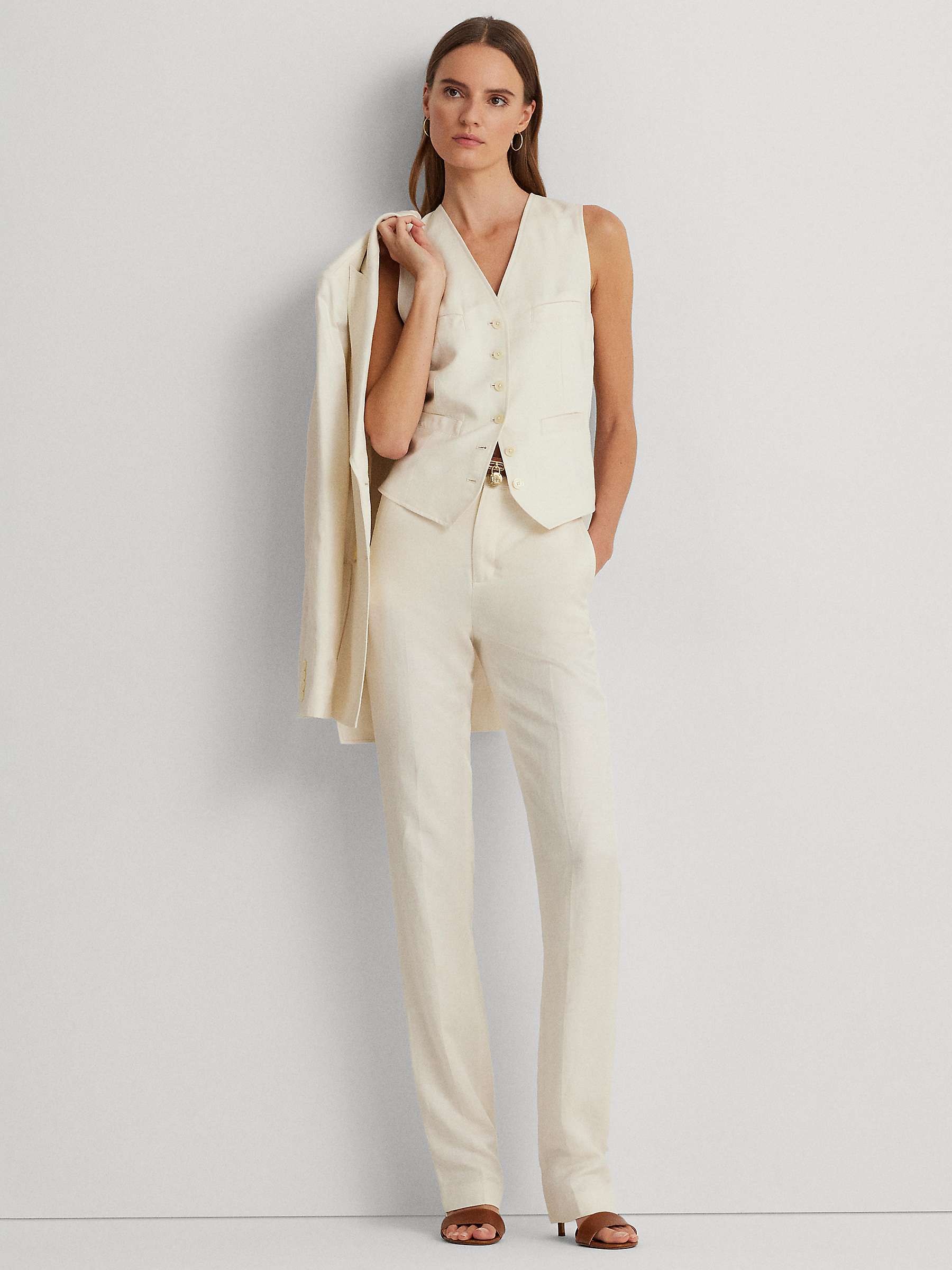 Buy Lauren Ralph Lauren Linen Blend Twill Vest, Natural Cream Online at johnlewis.com