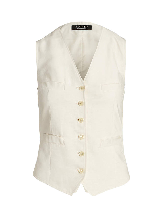 Lauren Ralph Lauren Linen Blend Twill Vest, Natural Cream