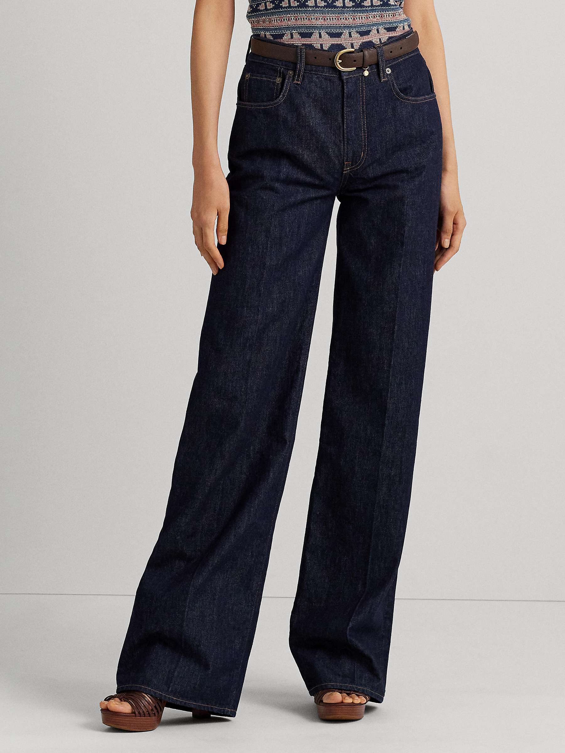 Buy Lauren Ralph Lauren Mid Rise Wide Leg Jean, Blue Online at johnlewis.com