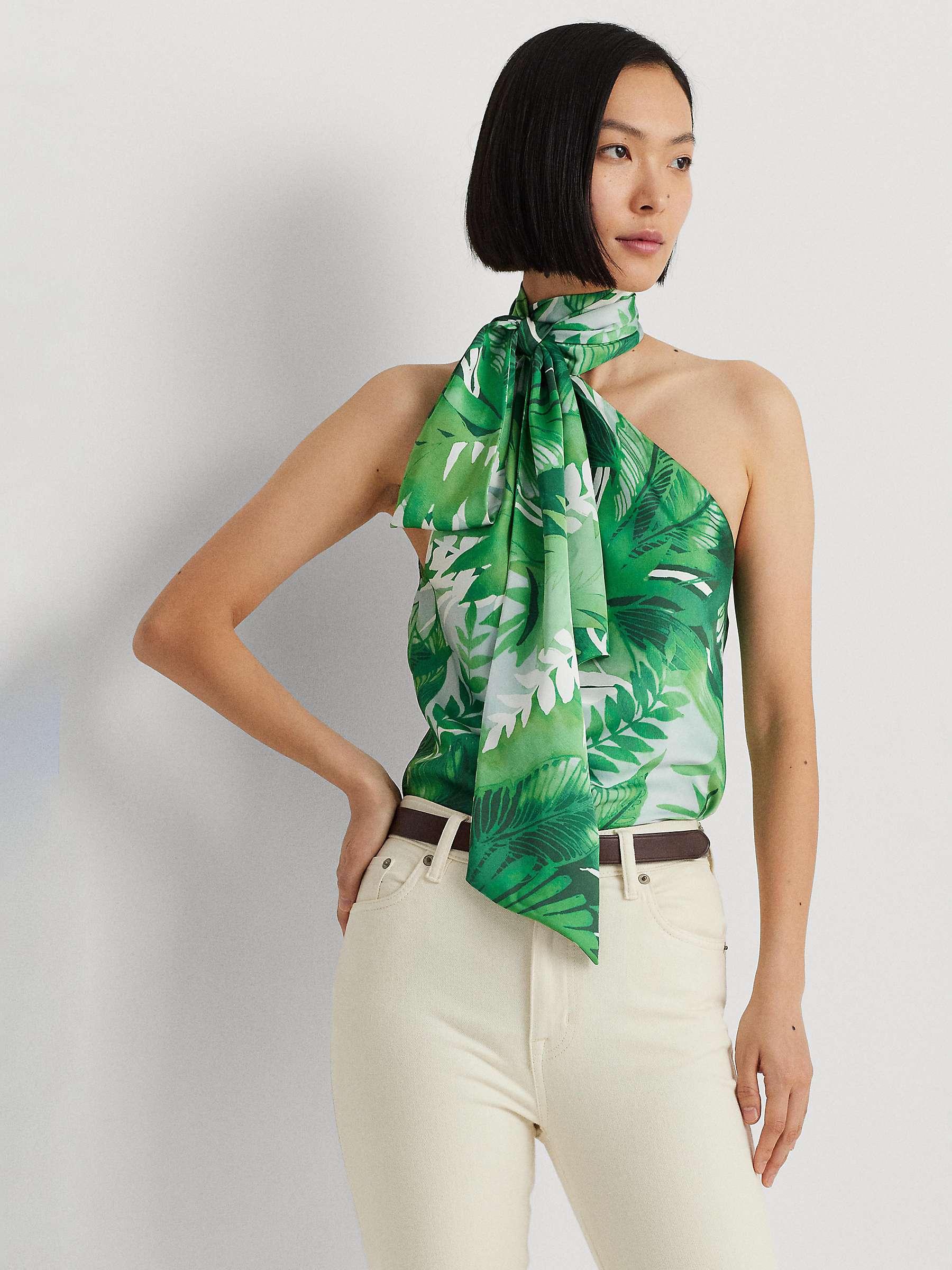 Buy Lauren Ralph Lauren Komette Tie-Neck Halter Blouse, Green/Multi Online at johnlewis.com