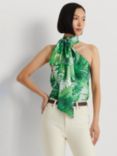 Lauren Ralph Lauren Komette Tie-Neck Halter Blouse, Green/Multi, Green/Multi