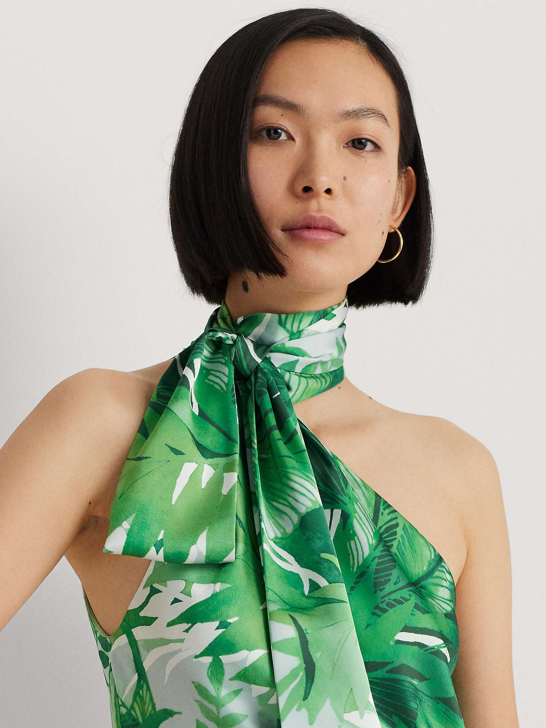 Buy Lauren Ralph Lauren Komette Tie-Neck Halter Blouse, Green/Multi Online at johnlewis.com