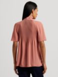 Lauren Ralph Lauren Farhina Pleated Georgette Tie Neck Blouse, Pink