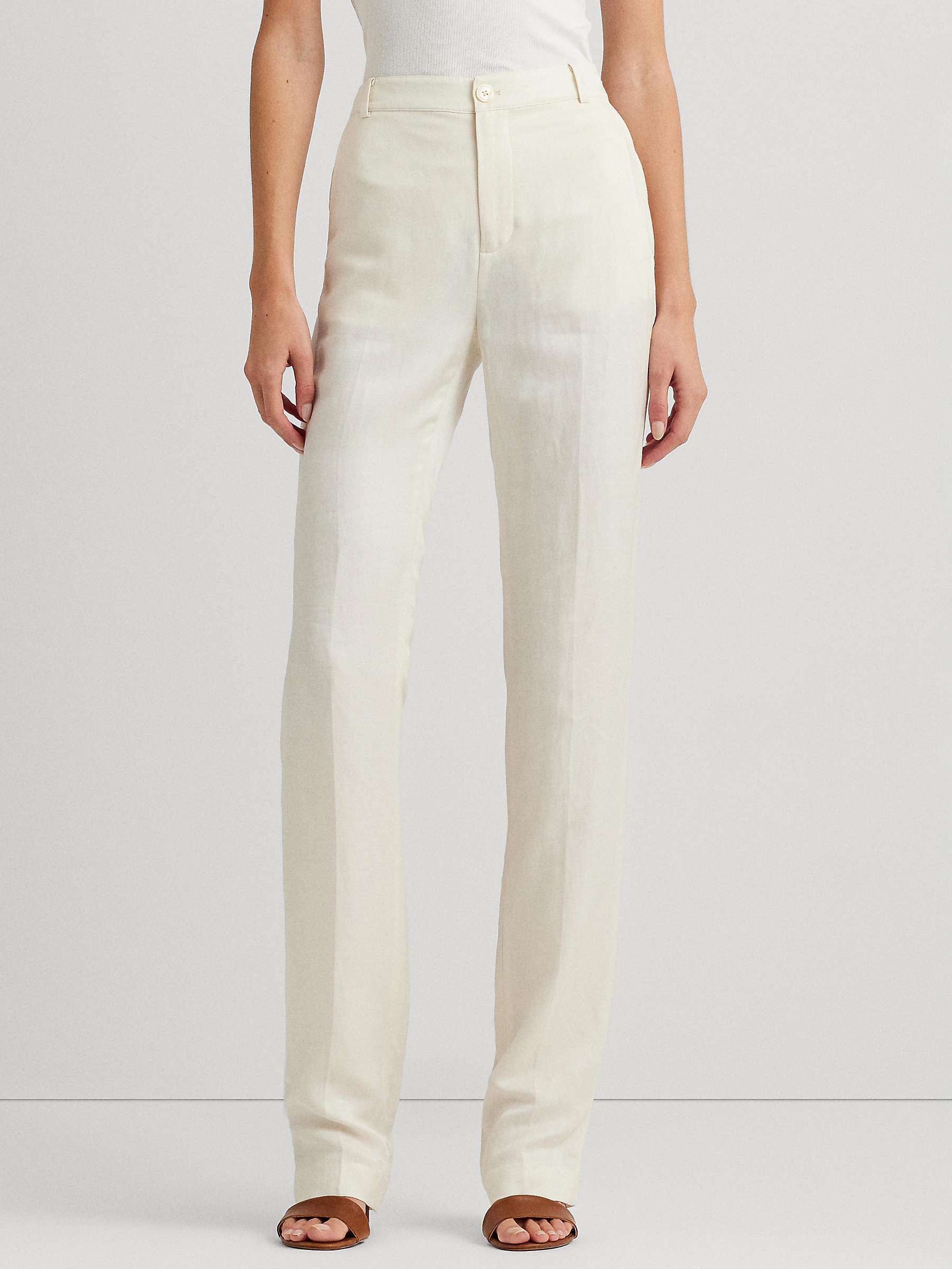 Buy Lauren Ralph Lauren Yonya Linen Blend Twill Trousers, Natural Cream Online at johnlewis.com
