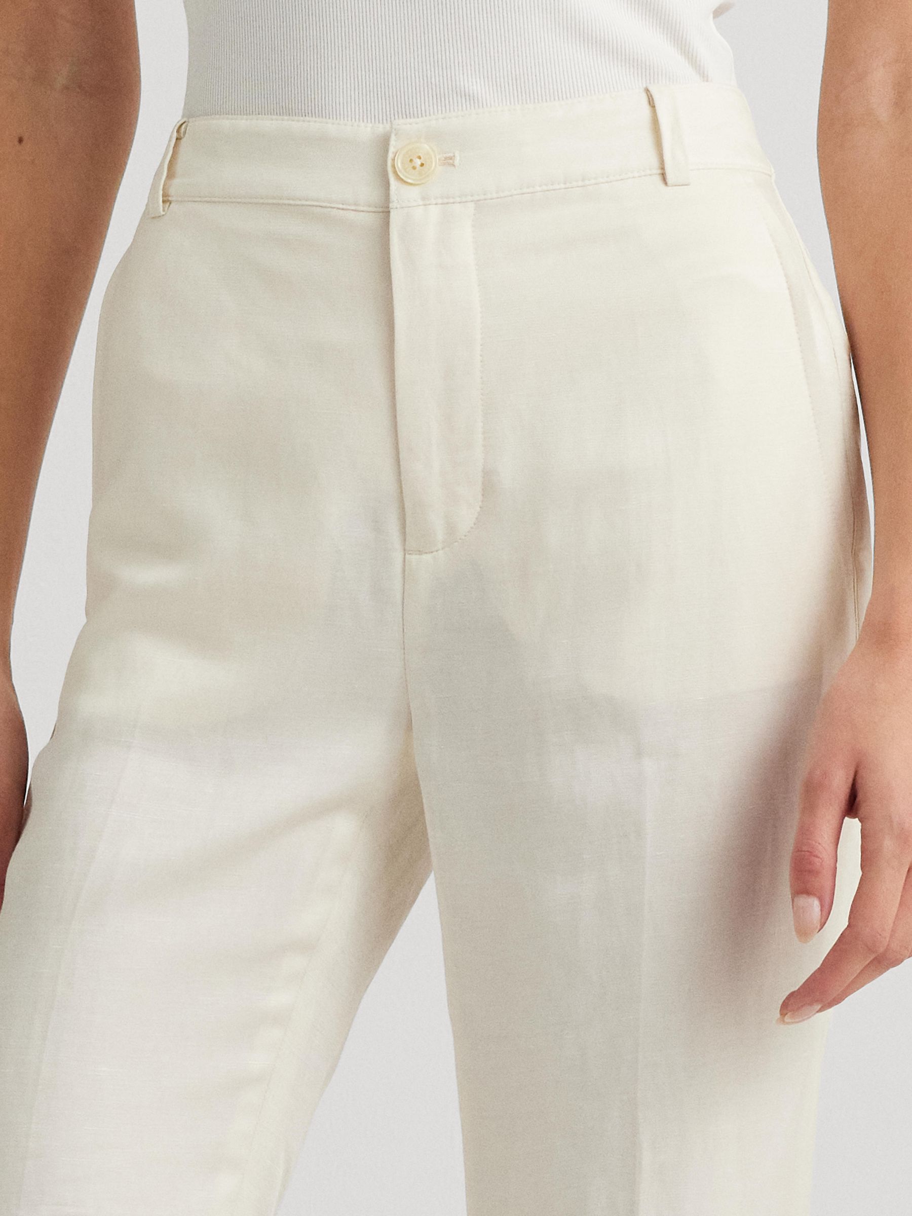 Buy Lauren Ralph Lauren Yonya Linen Blend Twill Trousers, Natural Cream Online at johnlewis.com