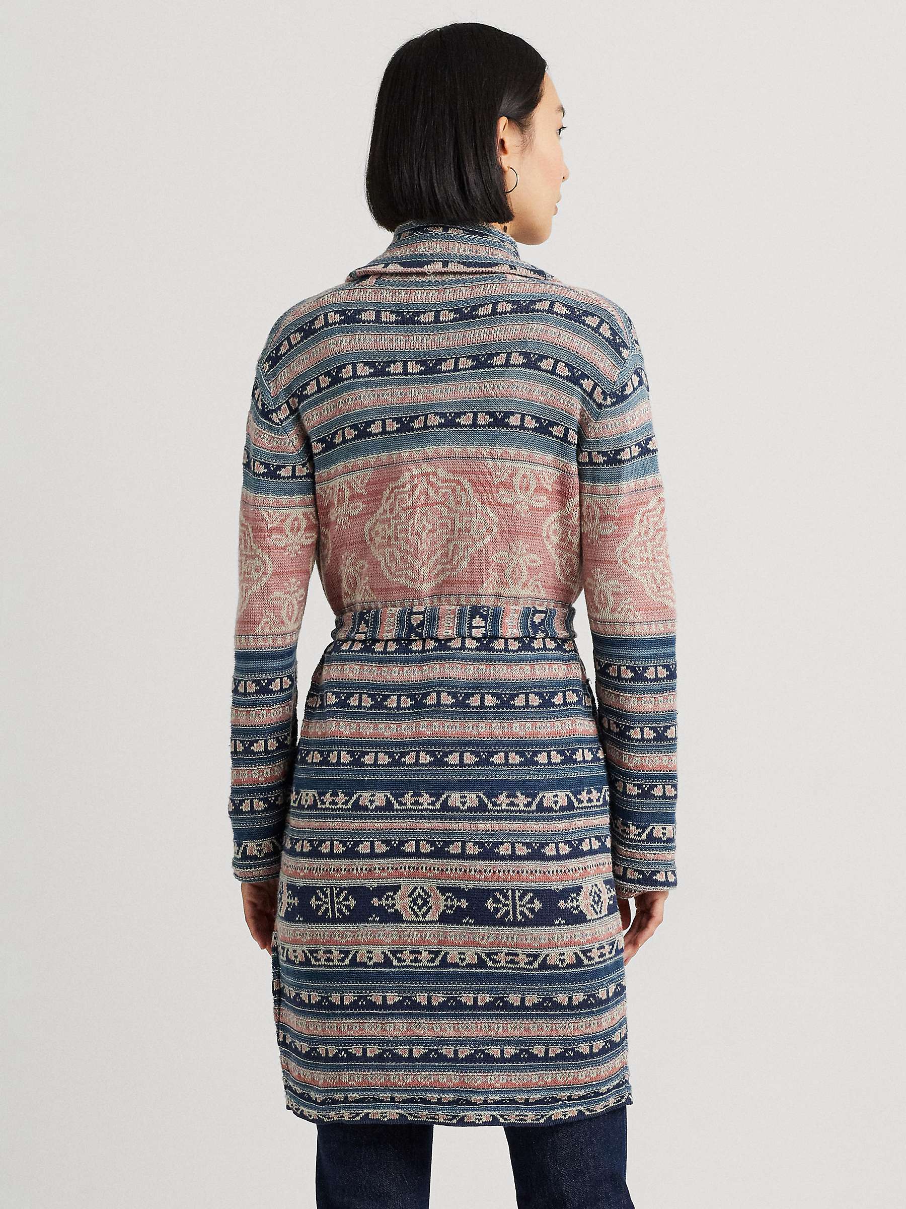 Buy Lauren Ralph Lauren Ruzita Geometric Linen Cotton Blend Cardigan, Multi Online at johnlewis.com