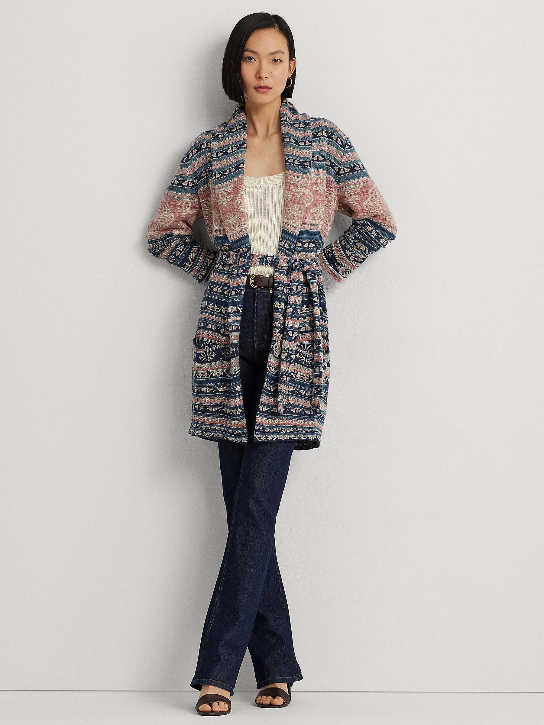 Buy Lauren Ralph Lauren Ruzita Geometric Linen Cotton Blend Cardigan, Multi Online at johnlewis.com