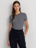 Lauren Ralph Lauren Alli Stripe Crew Neck T-Shirt, Blue/Multi