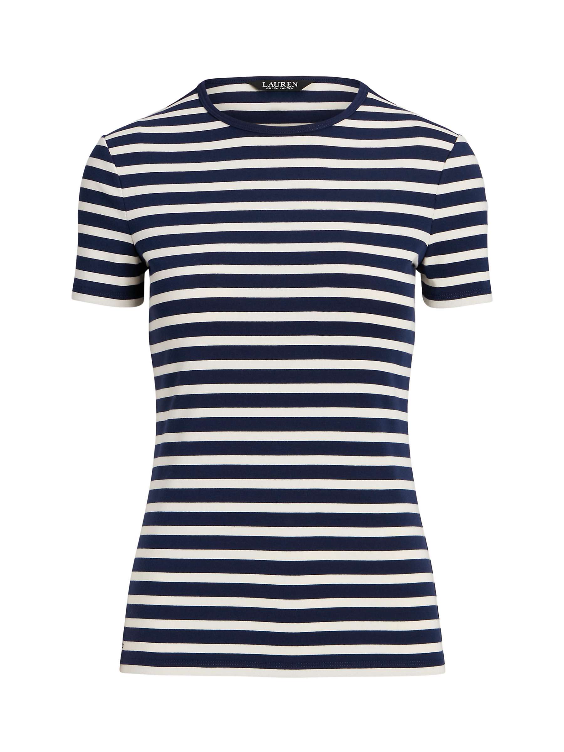 Buy Lauren Ralph Lauren Alli Stripe Crew Neck T-Shirt, Blue/Multi Online at johnlewis.com