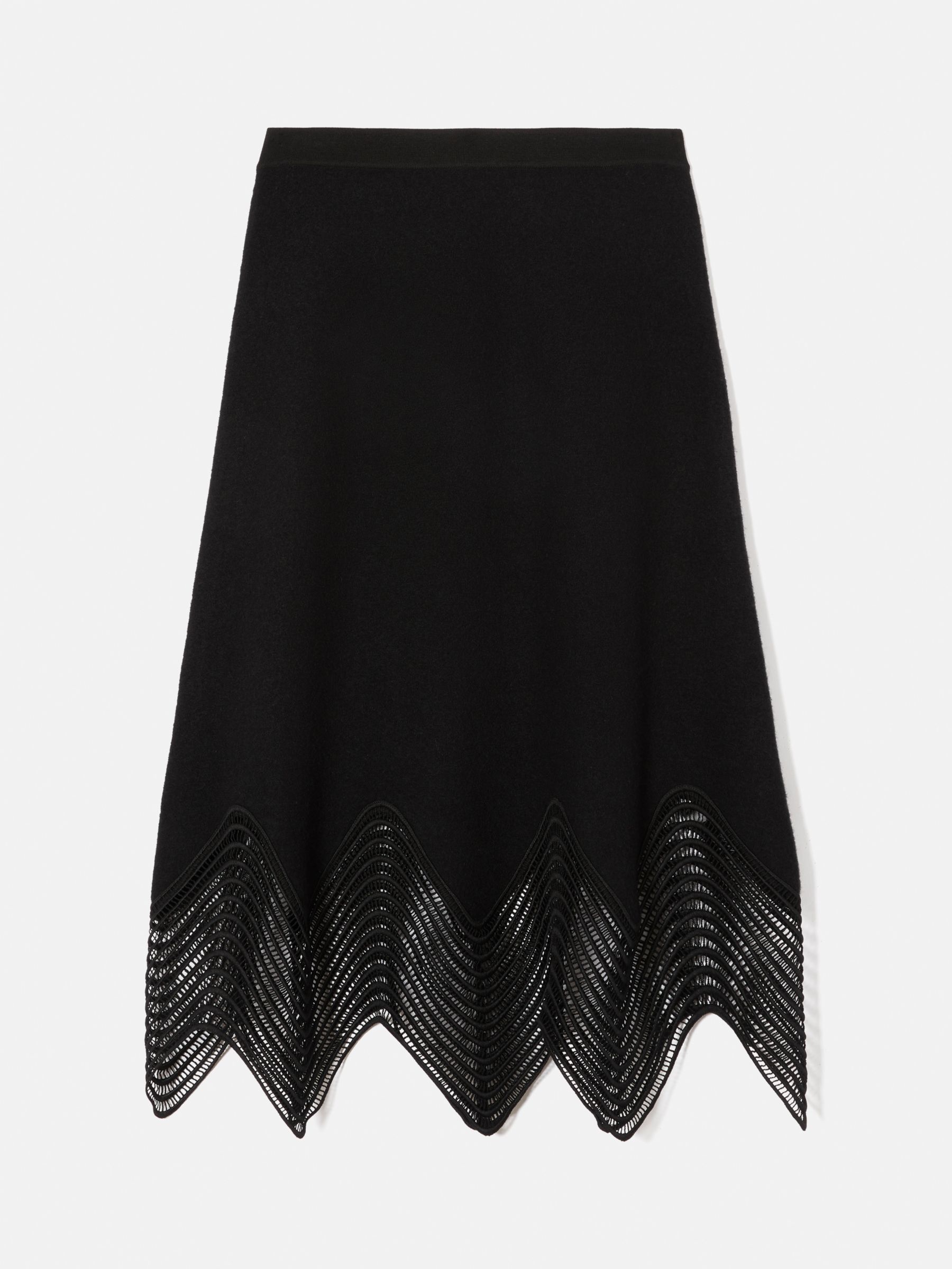 Buy Jigsaw Lace Trim Wool Blend Skirt, Black Online at johnlewis.com