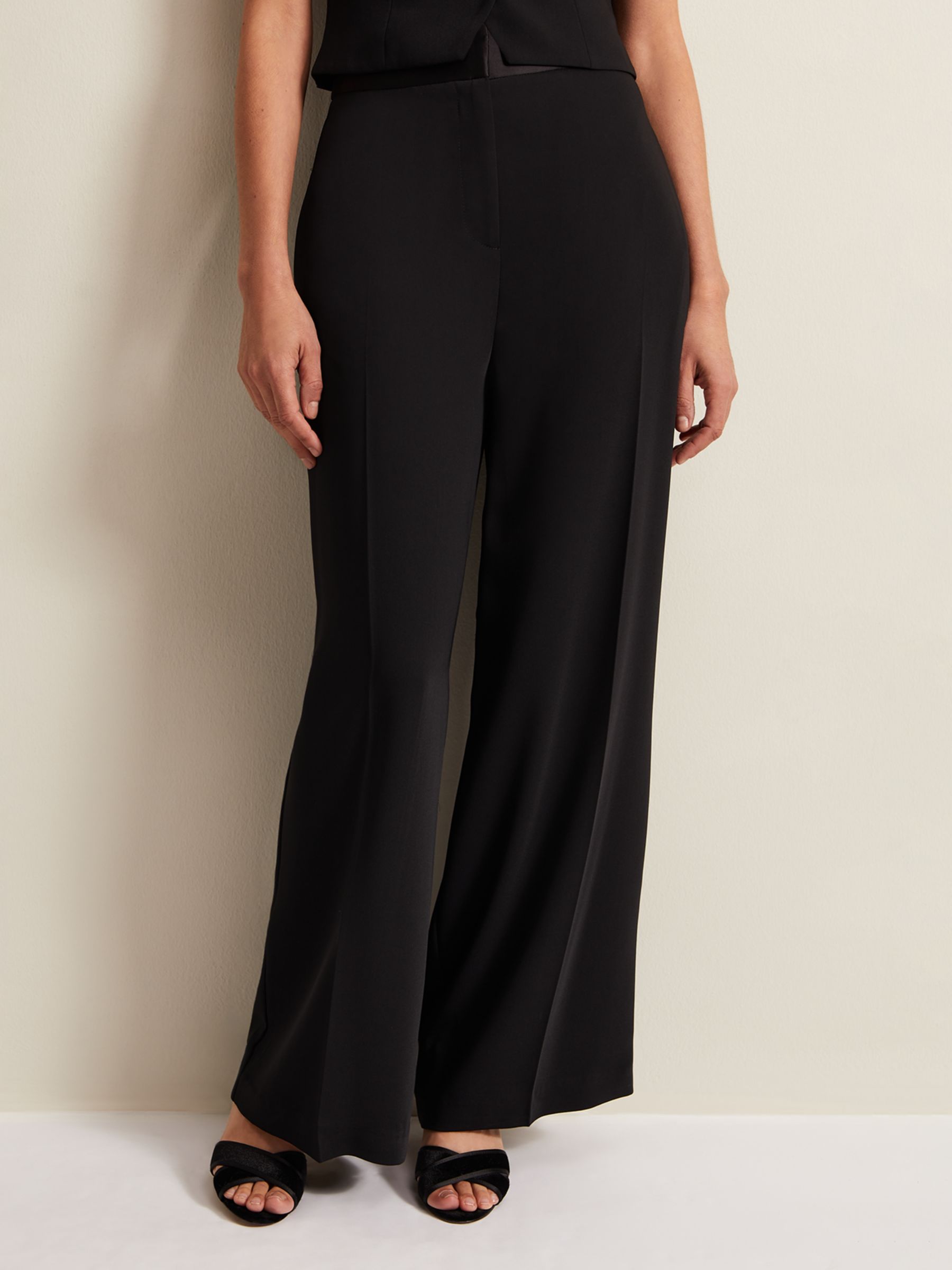 Black Lux Wide Leg Trousers - Sale from Yumi UK