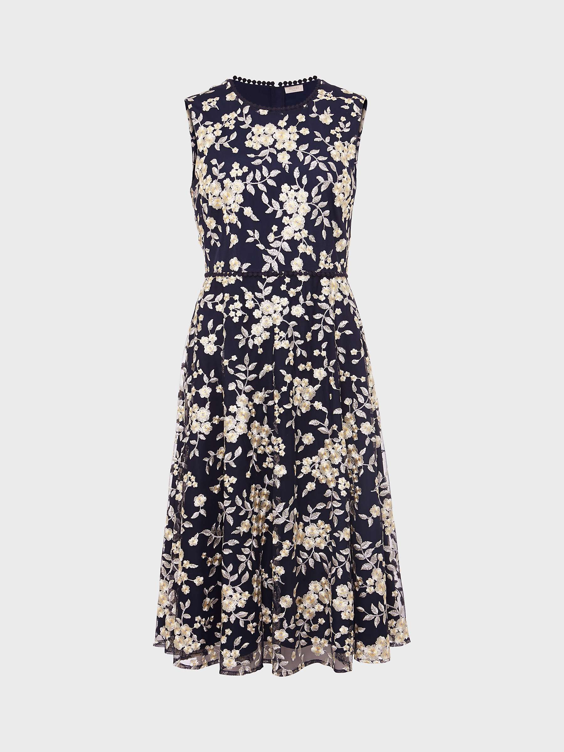 Buy Hobbs Scarlett Midi Dress, Navy/Yellow Online at johnlewis.com