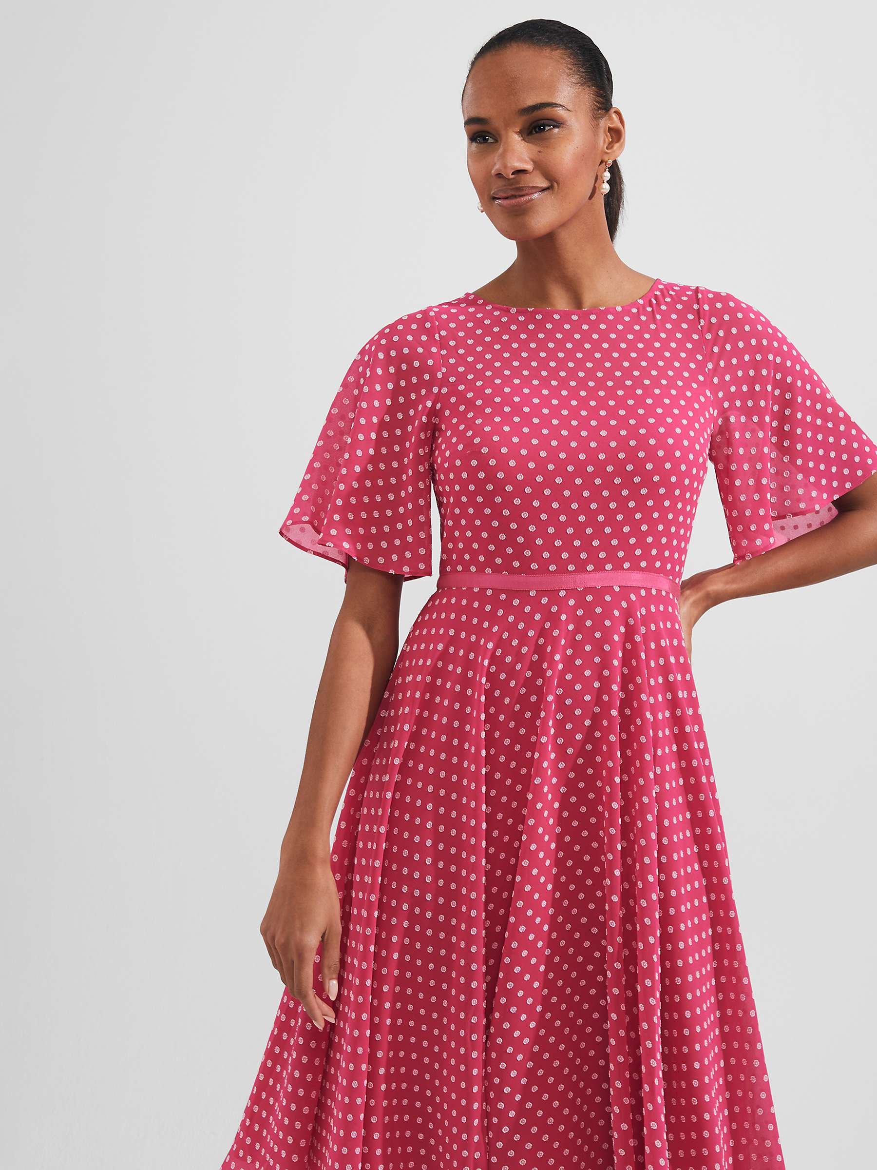 Buy Hobbs Petite Eleanor Dress, Pink/White Online at johnlewis.com