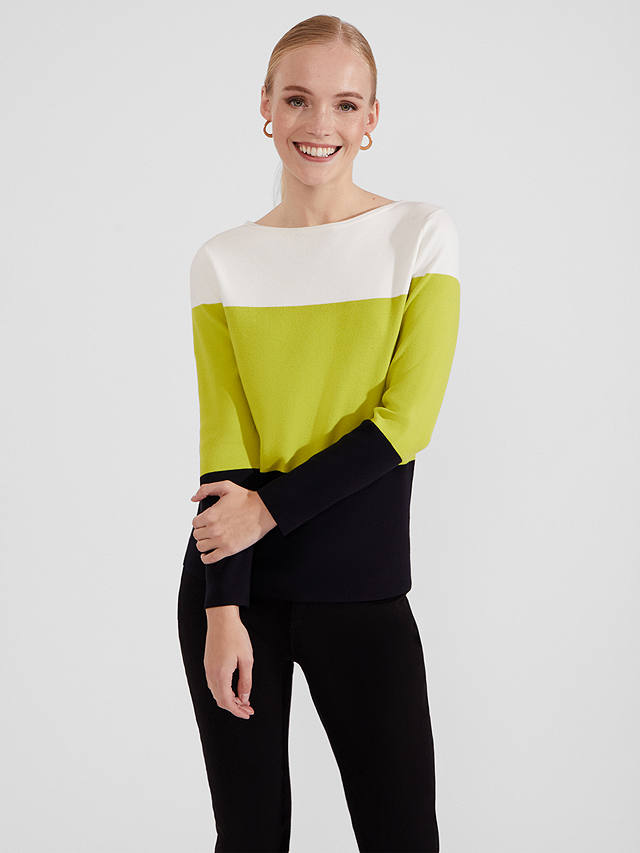 Hobbs Alice Colourblock Jumper, Lime