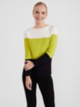 Hobbs Alice Colourblock Jumper, Lime, Lime