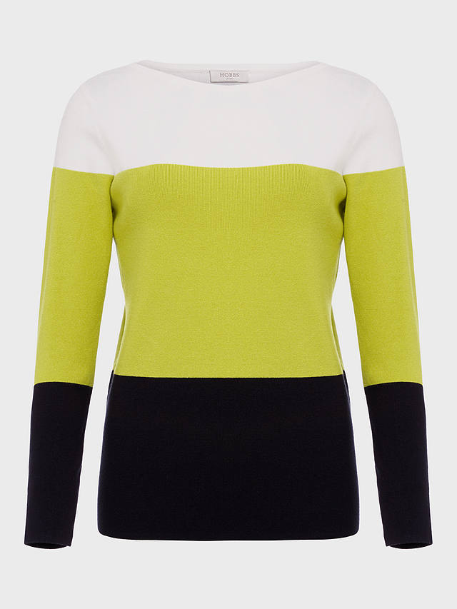 Hobbs Alice Colourblock Jumper, Lime